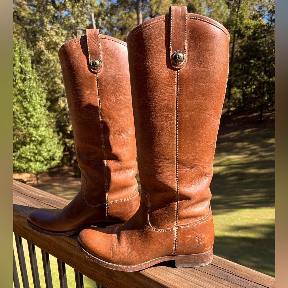 Frye Melissa Button Brown Riding Boots